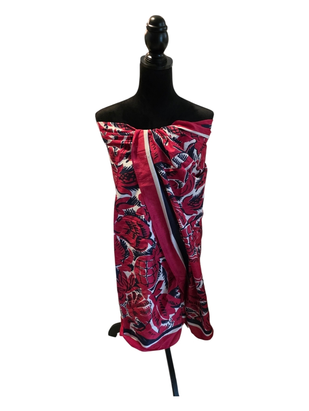 Loft 100% Cotton Sarong, Large Scarf, (Blue, Red & Cream) Summer, New!